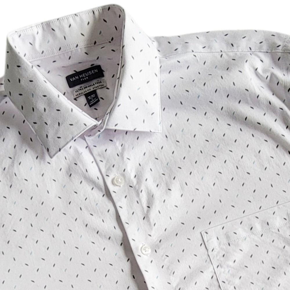 Van Heusen Dress Shirt White Men's L Regular Modern Business Casual Professional